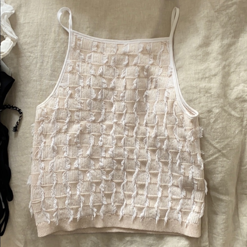 Club Monaco XS white and pink block tank